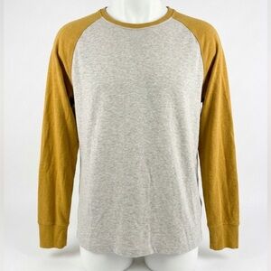 L.L. Bean Men's Heather Gray and Mustard Raglan Shirt Size Large